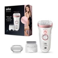Epilator - Braun Silk-epil 9 9-720, Wet &amp; Dry, SensoSmart, cap de ras, 40 pensete, 2 viteze, alb/roz