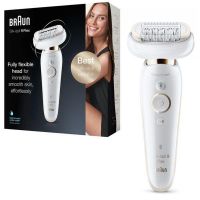 Epilator - Braun Silk-epil 9 Flex 9001, 40 pensete, 2 viteze, Wet&amp;Dry, SensoSmart, acumulator, alb