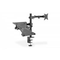 DIGITUS Montior Arm (17-32') / Notebook Tray 9 kg. max. each, clamp or grommet mount (DA-90436)