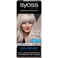 SHORT LIFE - Vopsea de Par Permanenta - Syoss Professional Performance Permanent Blond Cool and Ashy Anti-Yellow Effect Baseline, nuanta 12_59 Cool Platinum Blond
