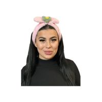 Bentita cosmetica pentru par, model pufos cu Funda si Floare, en-gros
