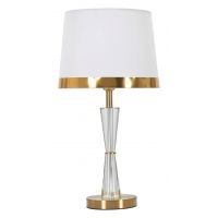 Lampa de masa Cristal, Mauro Ferretti, Ø30 x 56 cm, 1 x E27, 40W, fier/sticla/textil, auriu/alb