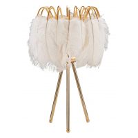 Lampa de masa Feather, Mauro Ferretti, Ø40 x 60 cm, 1 x E27, 40W, fier/plastic, auriu/alb