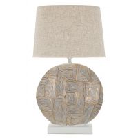 Lampa de masa Eclips, Mauro Ferretti, 1x E27, 40W, 38x68 cm, polirasina/fier/textil, auriu/alb