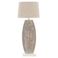 Lampa de masa Eclips, Mauro Ferretti, 1x E27, 40W, 38x90 cm, polirasina/fier/textil, auriu/alb