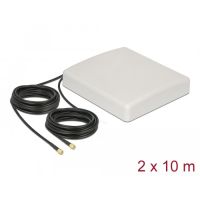Antenna 2 x SMA Plug 8 dBi directional with connection cable RG-58 10 m white outdoor