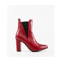 Botine cu toc dama Dago Engros, rosii