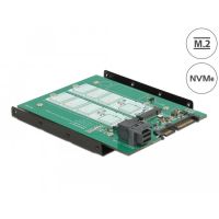 Convertor de 3.5″ cu conector SATA cu 22 de pini / SFF-8643 NVMe &gt; 1 x cheie M.2 M + 1 x cheie M.2 B