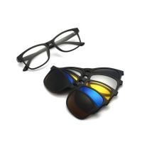 Set rame ochelari ENGROS de vedere cu 5 lentile clip on polarizate, protectie UV 400, ideali si pentru condus, model unisex