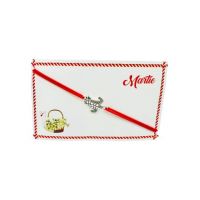 Bratara reglabila Martisor, snur elastic, Broscuta Norocoasa, model 2024, en-gros