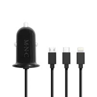 mnc - adaptor 3 in 1 pentru bricheta auto + usb - negru