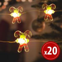 sir de lumini led - forma de acadele baston - 2,2 metri - 20 leduri - alb cald - 2 x aa