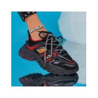 Adidasi dama Foxy Shoes, Negru+Visiniu, en-gros