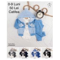 Compleu 3 piese Engros pentru bebelusi, din catifea, cu model