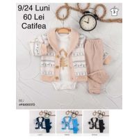 Compleu 3 piese Engros pentru bebelusi, din catifea, cu model