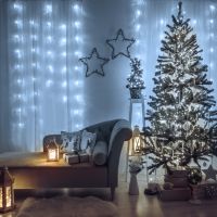 perdea luminoasa - 200 leduri - alb rece - ip44 - 4,2 m - 8 programe