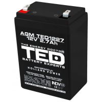 acumulator 12v stationar vrla, dimensiuni 70 x 47 x 98 mm, baterie 12v 2.7ah, ted electric ted003119