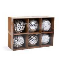 set decoratiuni de brad - albe - 6 buc / set