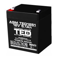 acumulator 12v stationar vrla, dimensiuni 90 x 70 x 98 mm, baterie 12v 5.1ah f2, ted electric ted003157