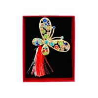 Brosa En-gros Fluture Gingas, marime mare, ambalata in cutie rosie, 8.5×6.5×2.5cm
