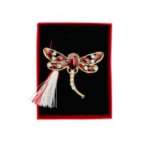 Brosa En-gros Libelula Stilizata, marime mare, ambalata in cutie rosie, 8.5×6.5×2.5cm