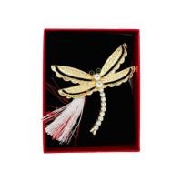 Brosa En-gros Libelula Stilizata, marime mare, ambalata in cutie rosie, 8.5×6.5×2.5cm