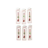 Set 24 de Bratari Martisor, Ghiocel Norocos, snur rosu elastic, model 2024, en-gros