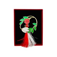 Brosa Martisor En-gros, Aranjament cu Ghiocel, ambalata in cutie rosie cu fereastra, 8.5×6.5×2.5cm