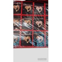 Set 12 broșe mari engros inima cu pietre