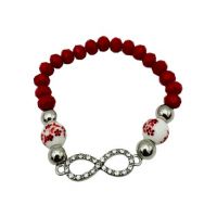 Bratara Martisor En-gros, simbol Infinit, cu margele rosii, pe elastic