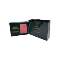 Caseta Eleganta En-gros cu 12 Trandafiri de Sapun si compartiment pentru bijuterie, ambalaj de cadou, Love Forever, Negru, 18×13.5×5cm