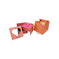 Caseta Eleganta En-gros cu 9 Trandafiri de sapun si compartiment pentru bijuterii, cu punga de cadou, Best Wishes, 11.5×11.5×9.5cm