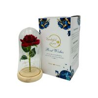 Cupola din sticla En-gros cu Trandafir Deosebit si lumini, 25×13.5×13.5cm