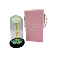 Cupola din Sticla En-gros cu Trandafir Sidefat si lumini, 24.5×13.5×13.5cm
