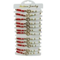 Set En-gros 12 Bratari Martisor Inimioara cu Talisman Protector, cu margele, snur reglabil