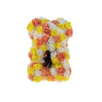 Ursulet Dragalas En-gros din Trandafiri de spuma, cu fundita, ambalat in cutie transparenta de cadou, 28×17.5×17.5cm