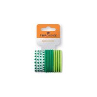Elastic de par Top Choice, set de 12 bucati asortate, in nuante de verde Engros