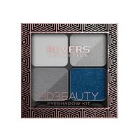 Paleta fard de pleoape cu 4 culori HD Beauty, Metallic Effect, Revers, nr.02, albastru Engros