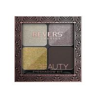 Paleta fard de pleoape cu 4 culori HD Beauty, Metallic Effect, Revers, nr.09, maro Engros