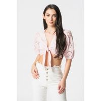 Bluza crop de dantela crosetata