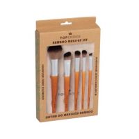 Set 5 pensule machiaj cu maner din bambus Top Choice 37474 Engros