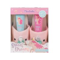 Set de baie Unicorn Sweet Dreams, cu papuci, gel de dus si lotiune de corp, Martinelia 2 x 120 ml Engros