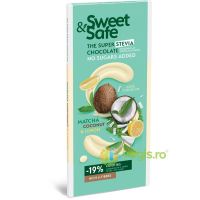 Ciocolata Alba cu Matcha, Cocos si Lamaie Sweet&Safe 90g