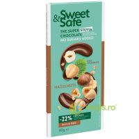 Ciocolata cu Lapte si Alune de Padure cu Indulcitor Stevie Sweet&Safe 90g