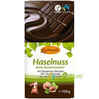 Ciocolata Neagra 55% Cacao cu Alune fara Zahar 100g