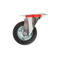 Rola pivotanta cu placa, cauciuc plin negru,  100 x 30 mm, 70 kg