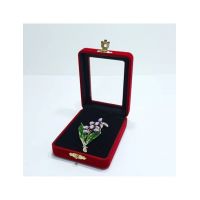 Cutie de catifea cu geam transparent,8.5×6.5×2.5 cm / ROSU set 12/buc