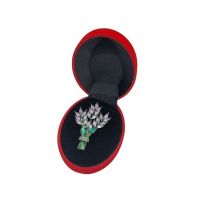 Cutie de catifea engros pentru brose ovala 6.3×8.2×3.4cm set 12/buc