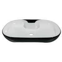Lavoar dreptunghiular Sanitop Rev, montaj blat, ceramica, alb/negru, 61 x 42 x 12.5 cm