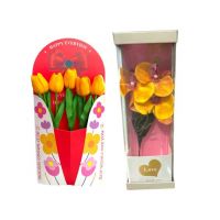 Aranjament engross floral martisor orhidee silicon + aranhament floral lalele silicon